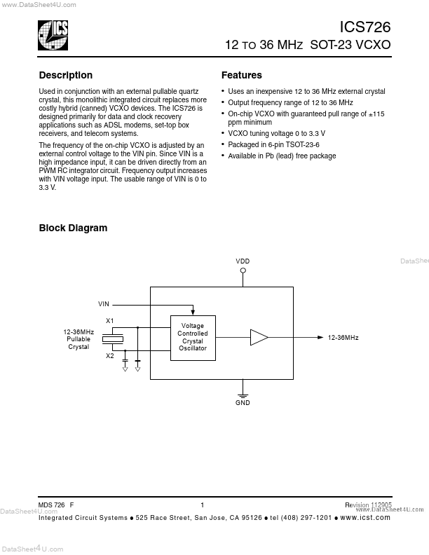 ICS726 Integrated Circuit Systems
