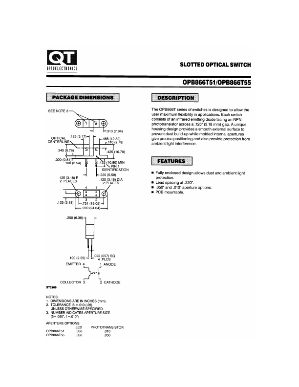 OPB866T51 QT Optoelectronics