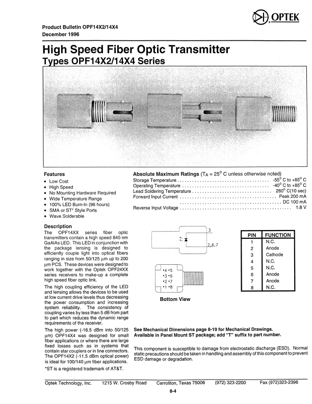 OPF1404 OPTEK Technologies