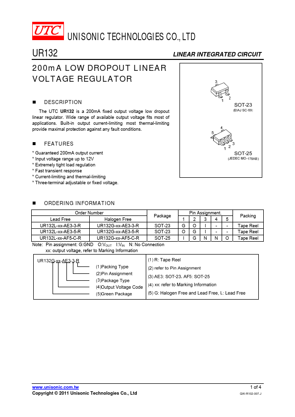 UR132 Unisonic Technologies