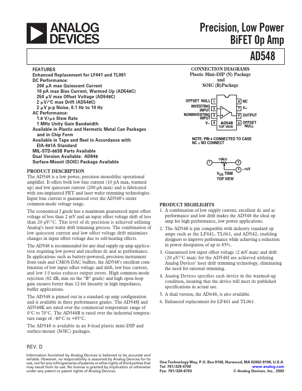 AD548 Analog Devices