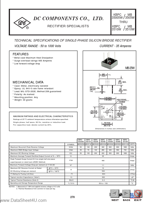 MB351W Dc Components