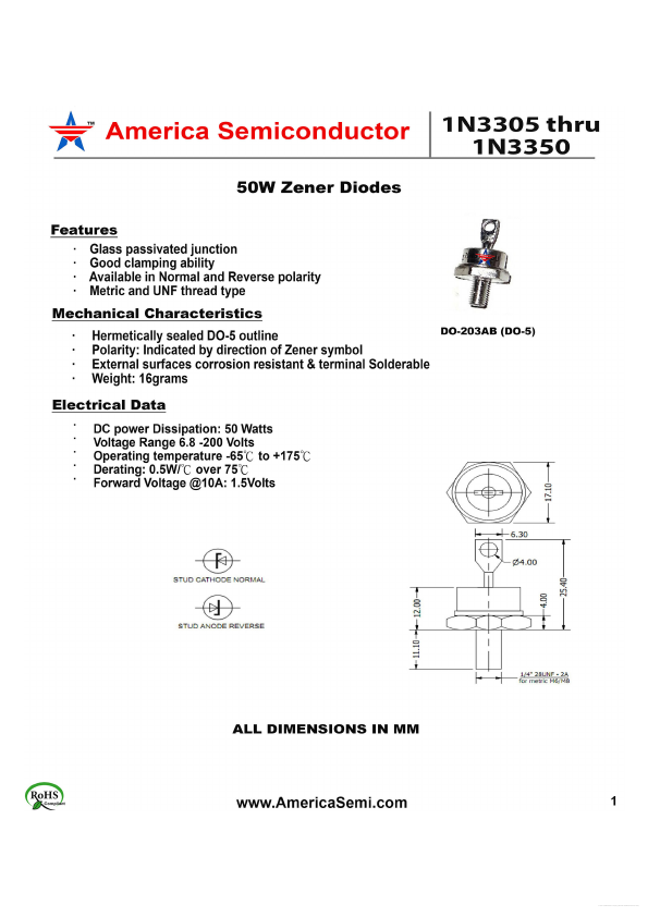1N3340 America Semiconductor