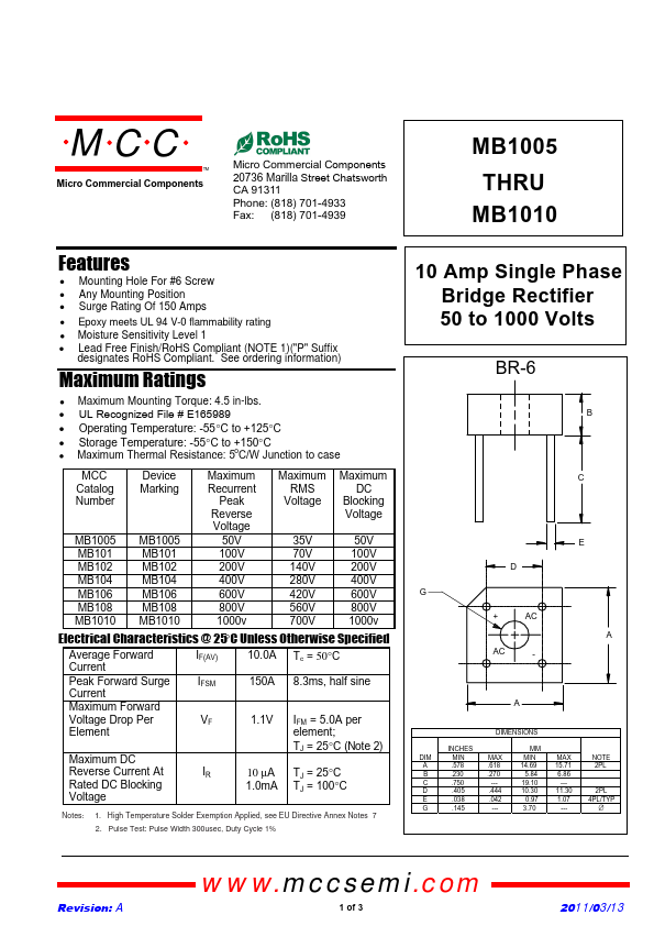 MB101 Micro Commercial Components