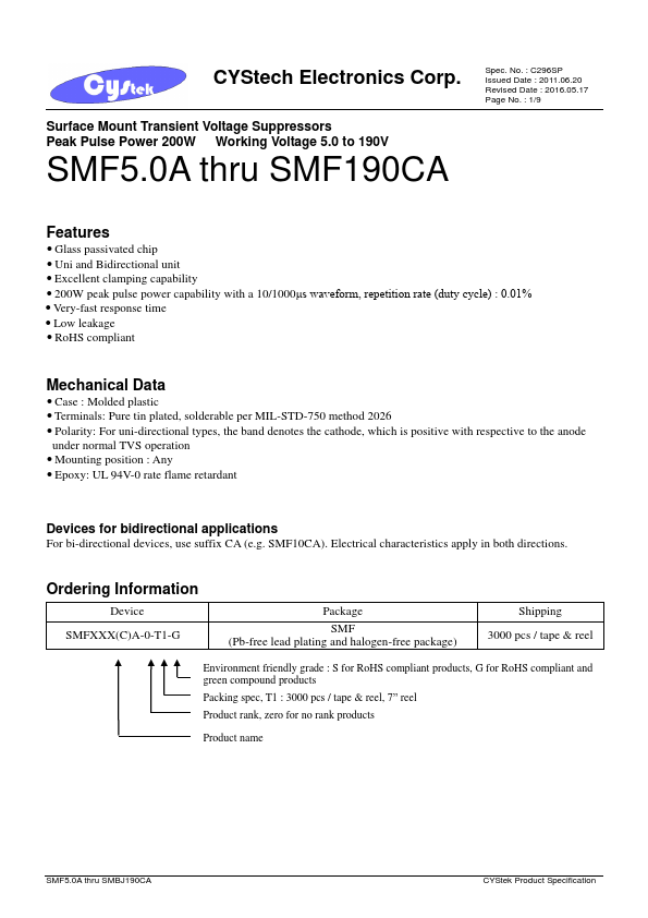 SMF40CA CYStech Electronics