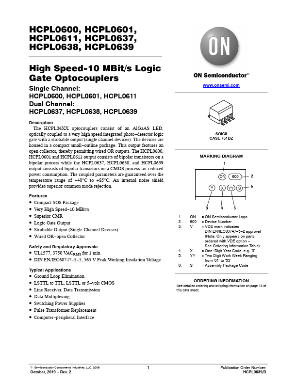 HCPL0639 ON Semiconductor