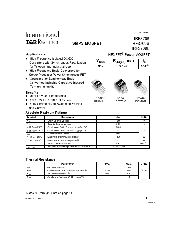 IRF3709S International Rectifier
