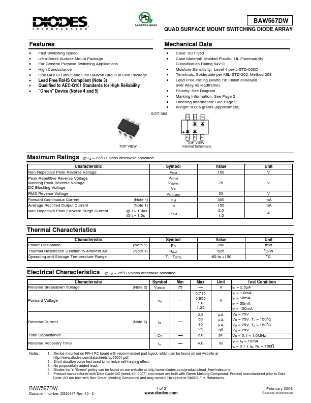 BAW567DW Diodes Incorporated