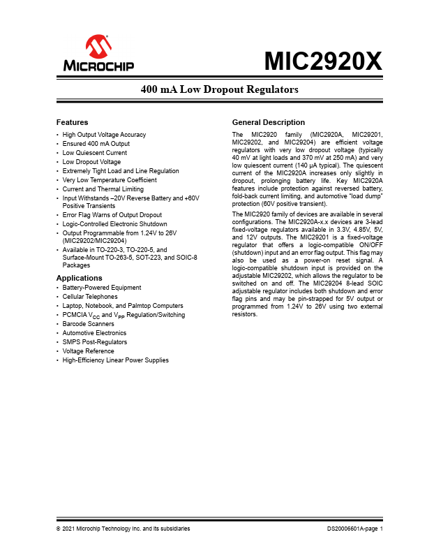 MIC29201 Microchip