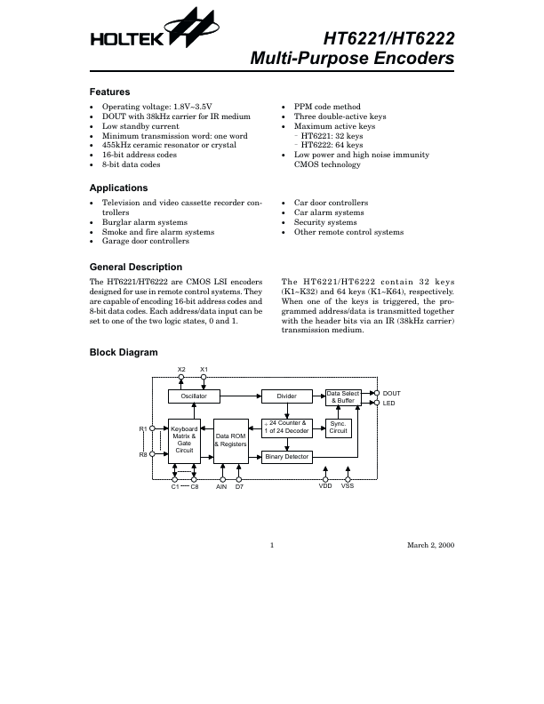 HT6221 Holtek Semiconductor Inc