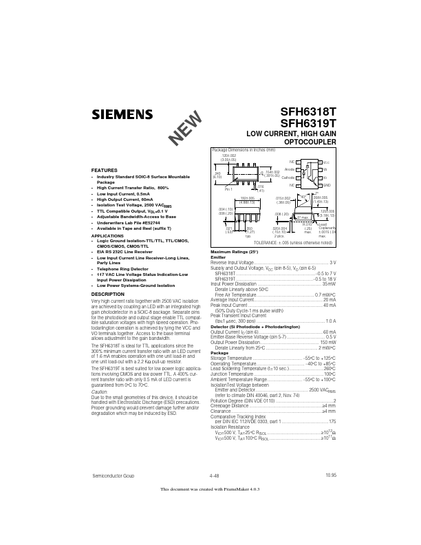 SFH6318T Siemens Semiconductor Group