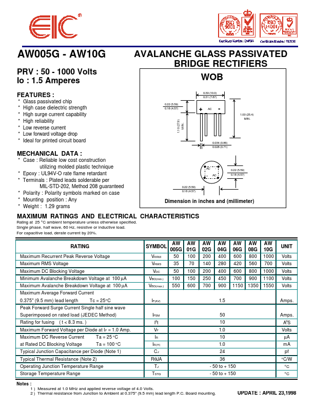 AW04G EIC discrete Semiconductors