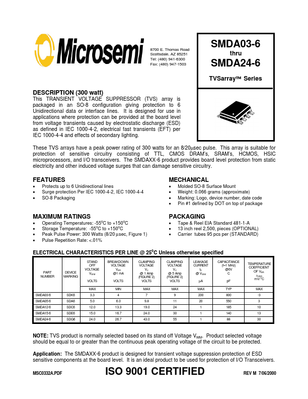 SMDA15-6 Microsemi Corporation