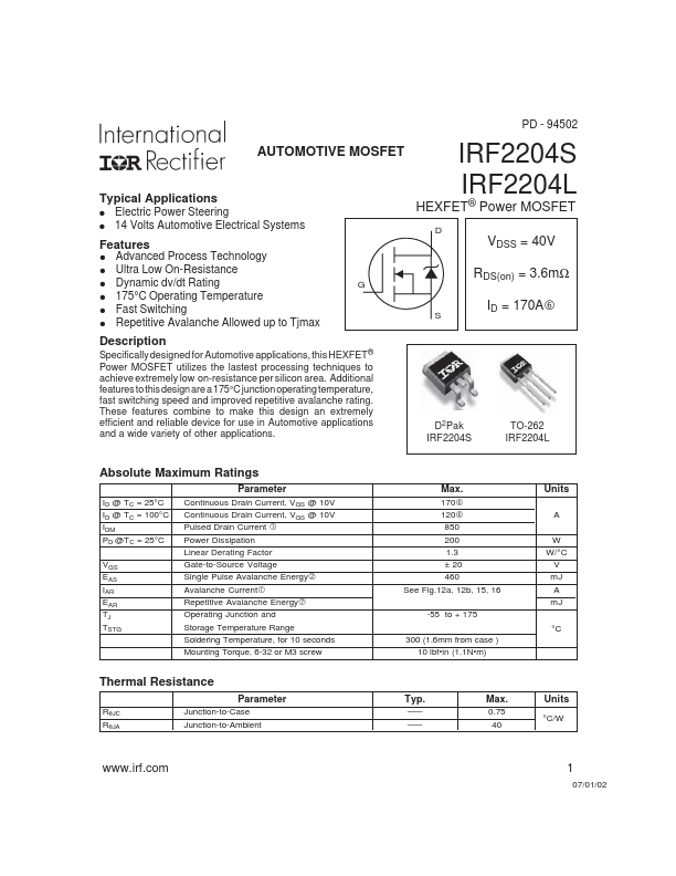 IRF2204S International Rectifier