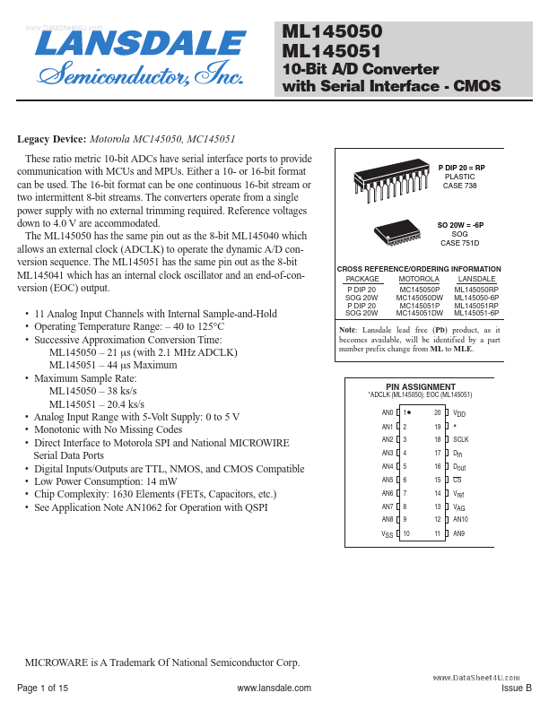 ML145050 LANSDALE Semiconductor