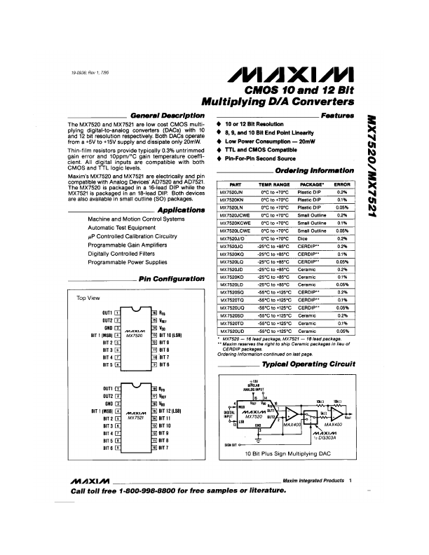 MX7520LCWE Maxim