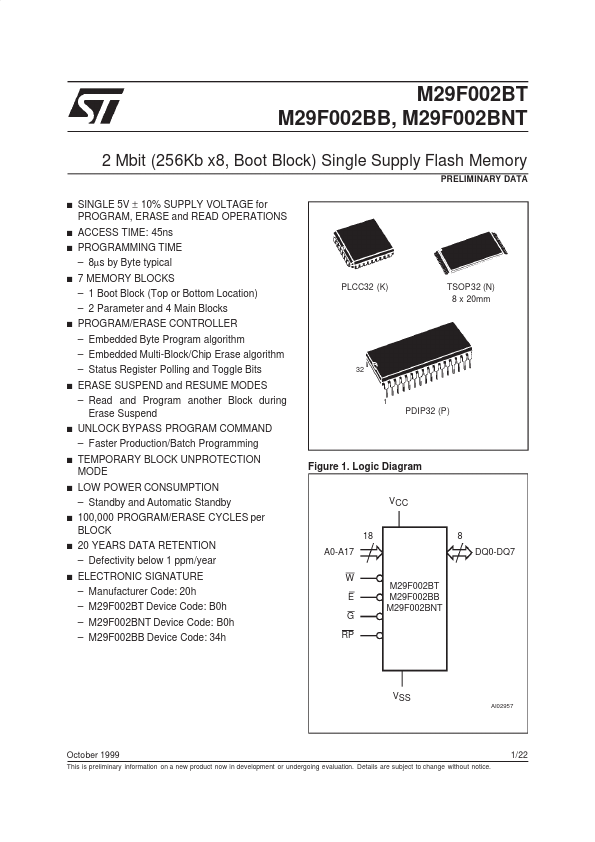 M29F002BNT ST Microelectronics