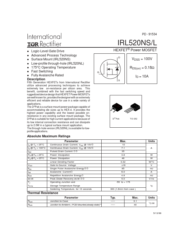 IRL520NS International Rectifier