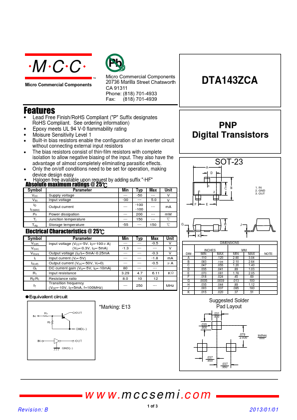 DTA143ZCA MCC