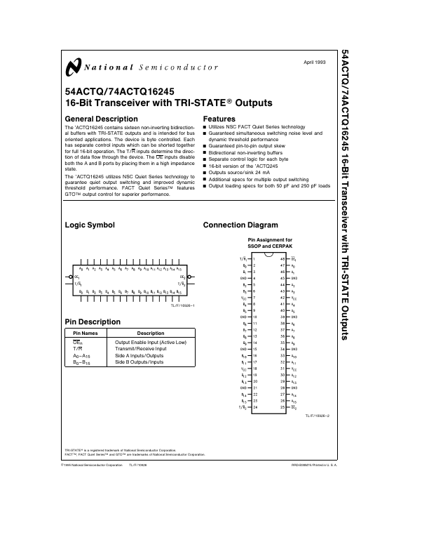 54ACTQ16245 National Semiconductor