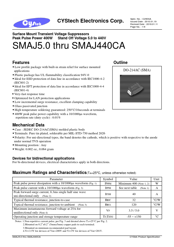 SMAJ11CA CYStech Electronics
