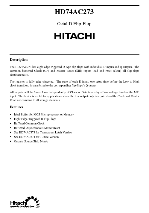 HD74AC273 Hitachi Semiconductor