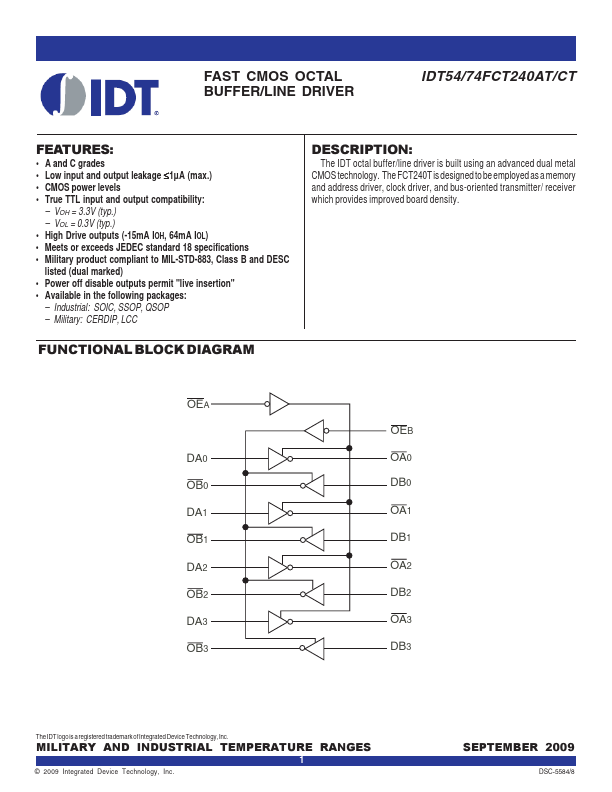 IDT54FCT244DT Integrated Device Technology