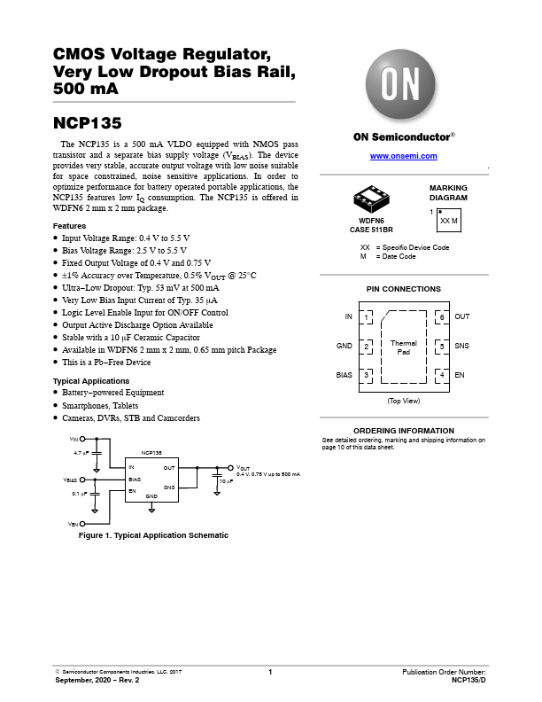 NCP135 ON Semiconductor