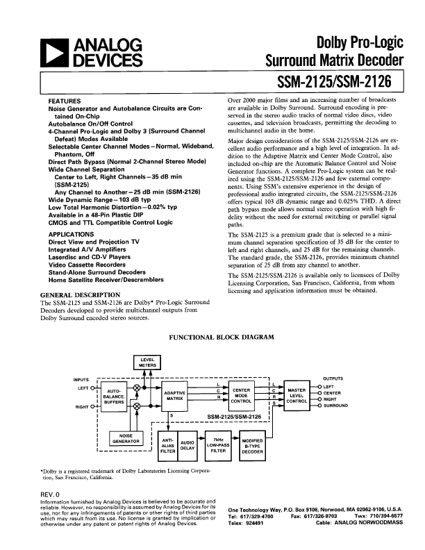 SSM-2126 Analog Devices