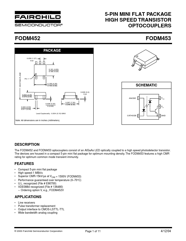 FODM452 Fairchild Semiconductor