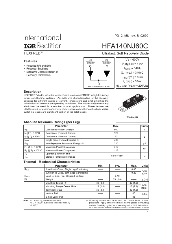 HFA140NJ60C International Rectifier
