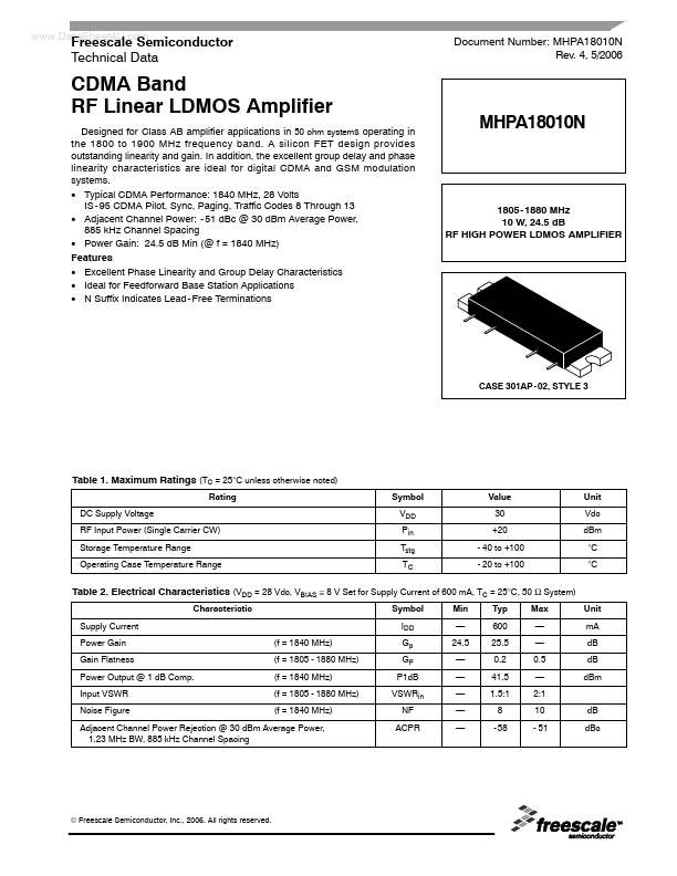 MHPA18010N Freescale Semiconductor