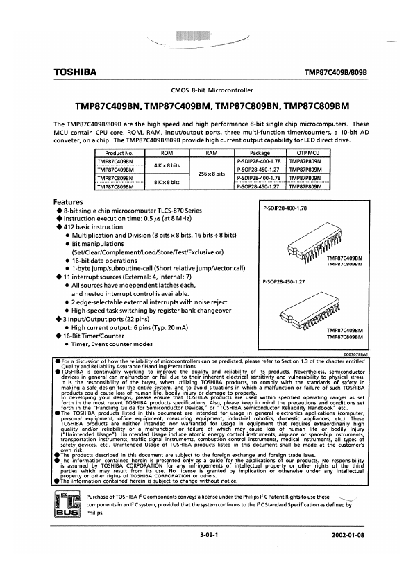 TMP87C409BN Toshiba Semiconductor