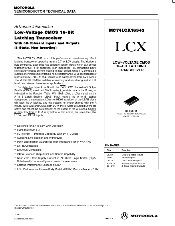 MC74LCX16543