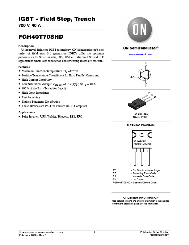 FGH40T70SHD ON Semiconductor