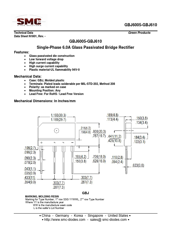 GBJ6005 Sangdest Microelectronics